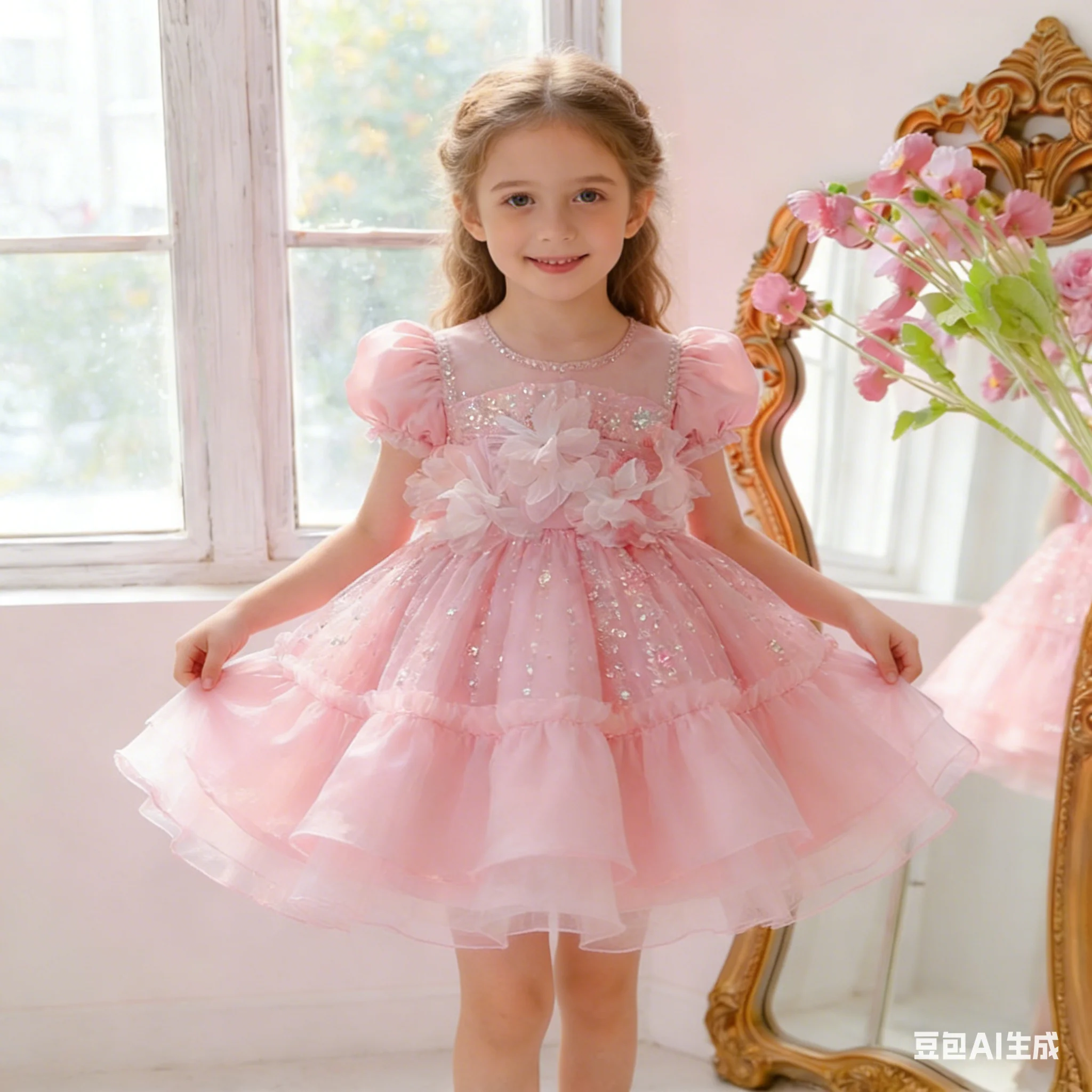 Toddler Girl Tulle Party Dress - Girl Ruffles Princess Dress Toddler Infantil