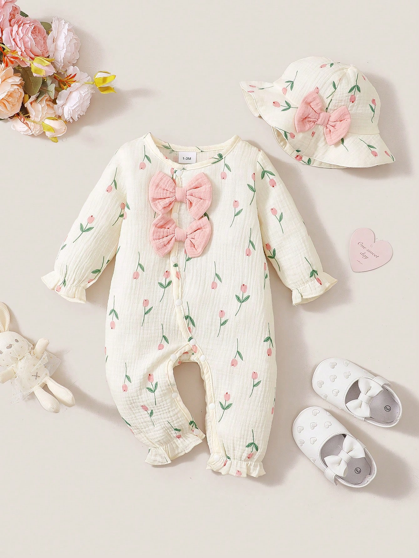 Newborn Baby Girl Romper Floral - Baby Girl Spring and Autumn Long-Sleeved