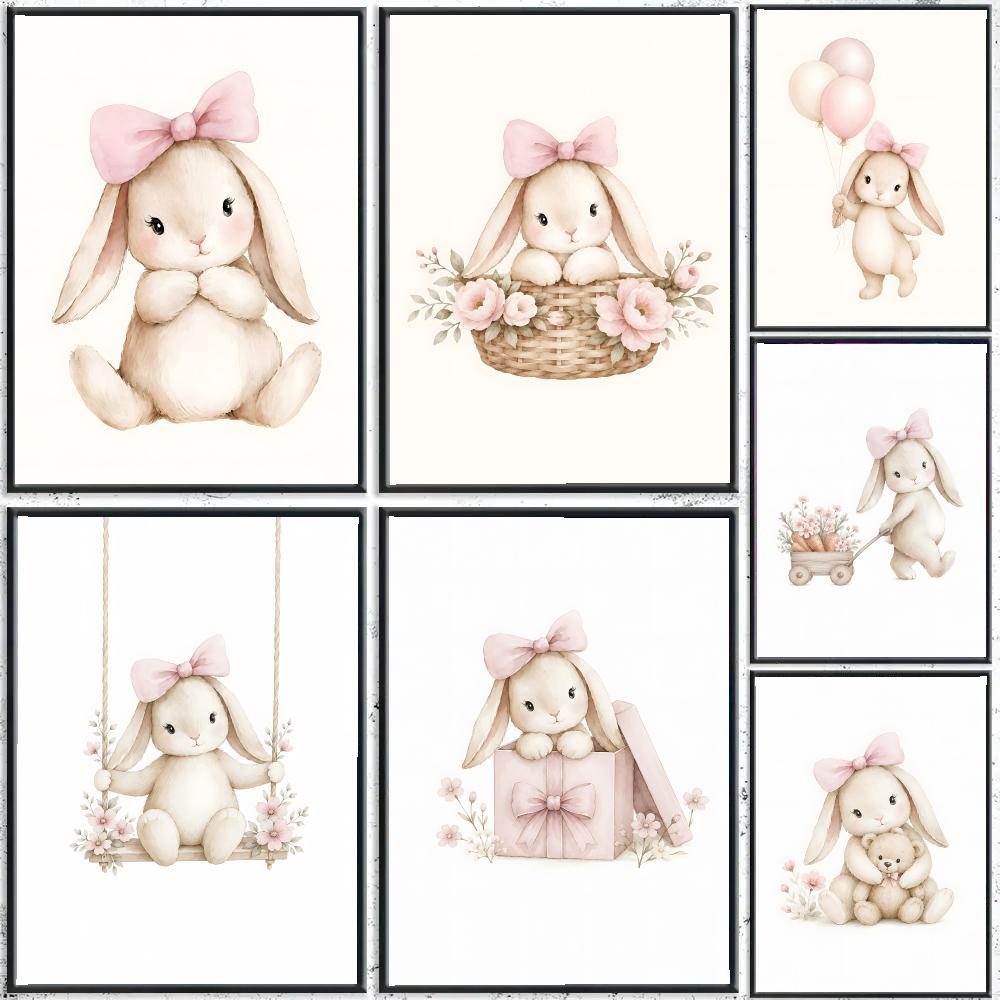 Watercolor pink bow bunny nurs - Nursery recension och pris