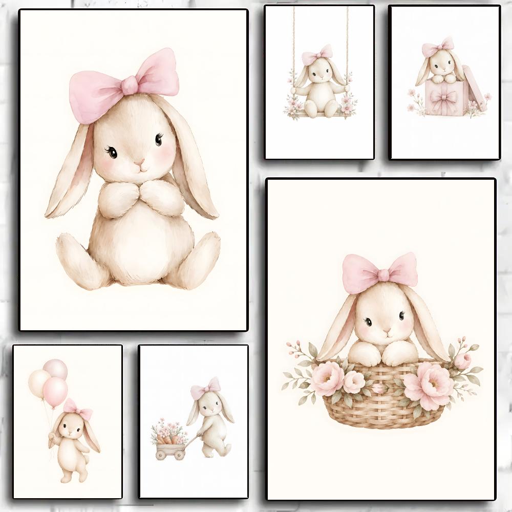Watercolor pink bow bunny nurs - Nursery recension och pris