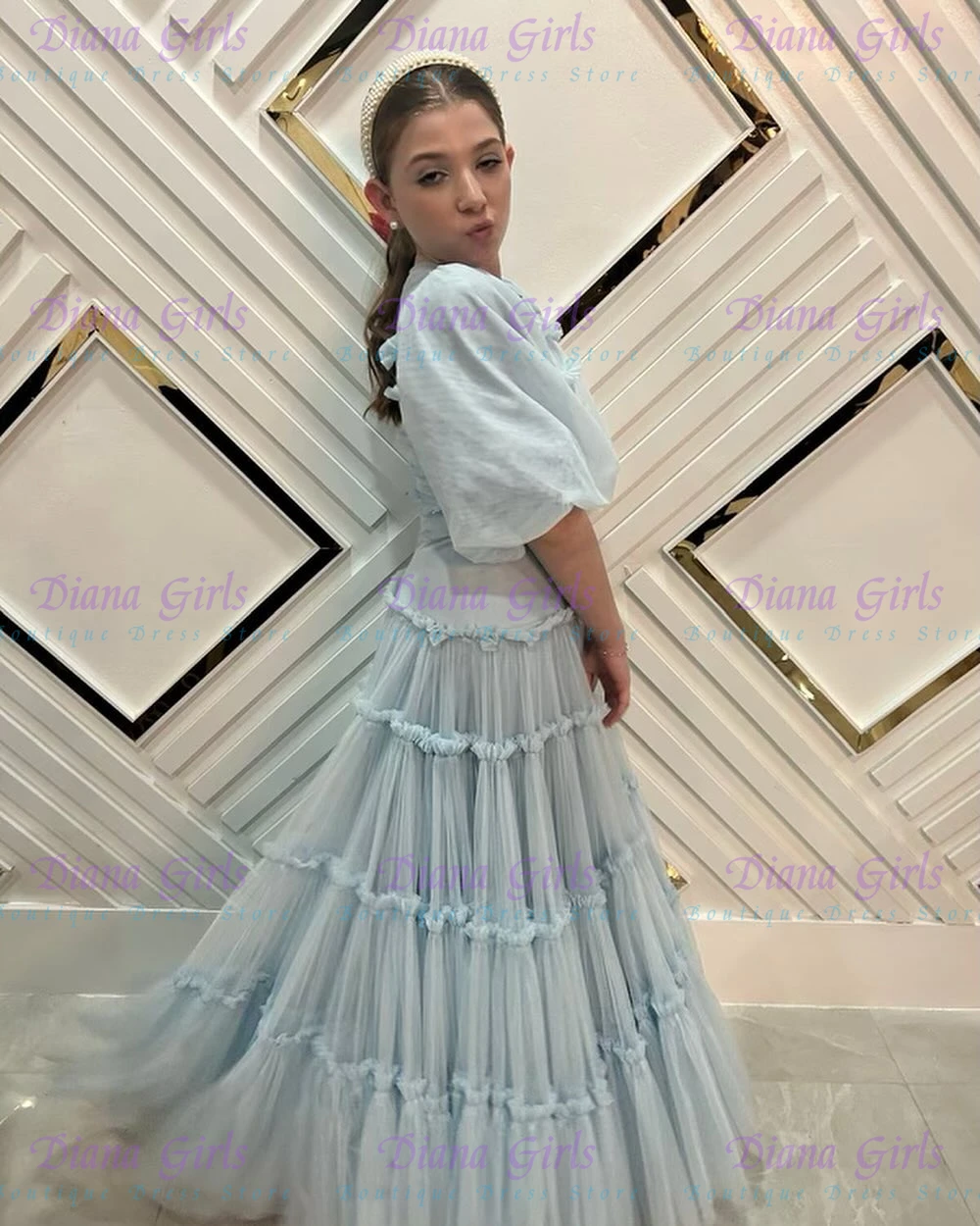 Elegant Quality Light Blue Flo - Toddler Girl Tulle Party Dress recension och pris