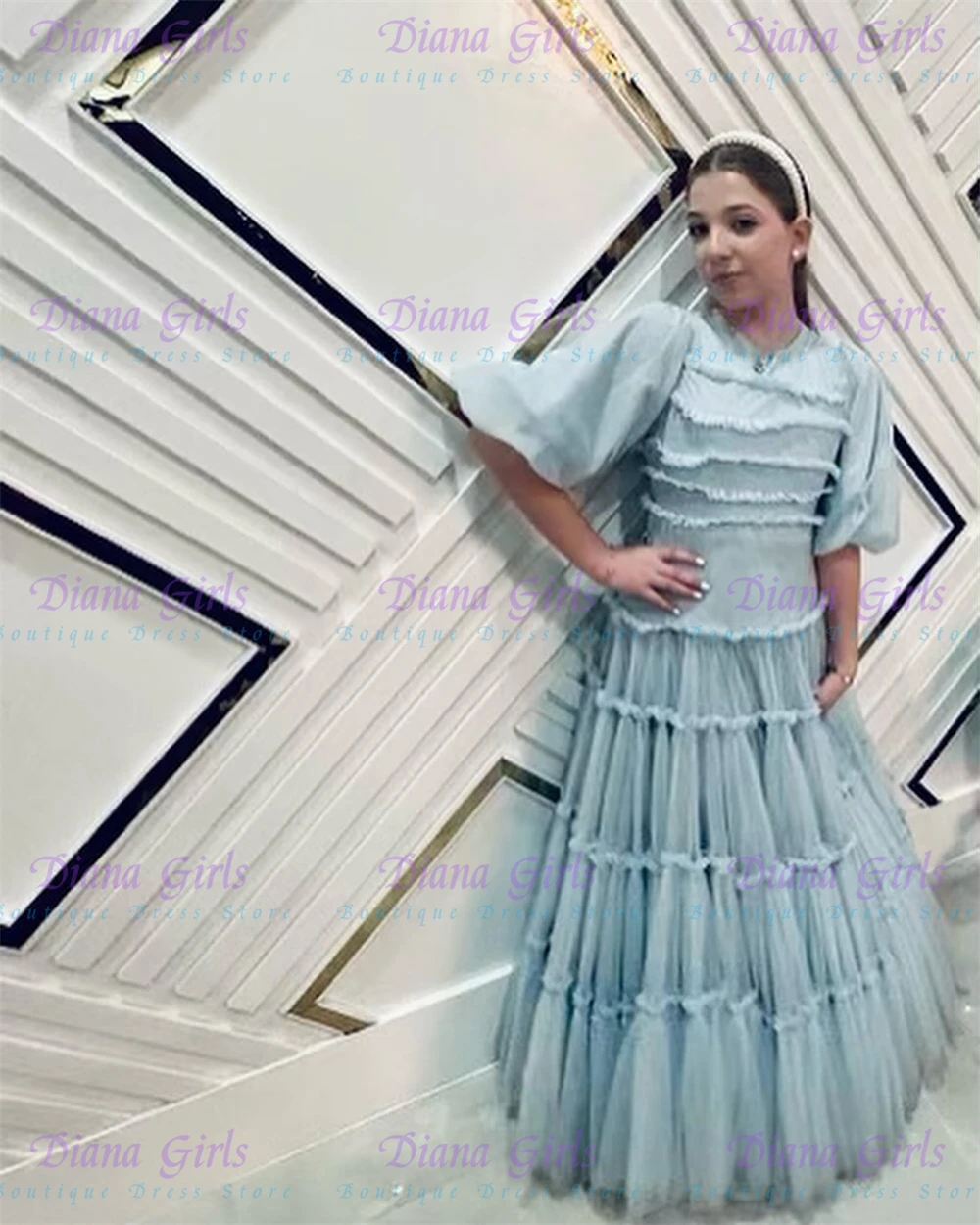 Elegant Quality Light Blue Flo - Toddler Girl Tulle Party Dress recension och pris